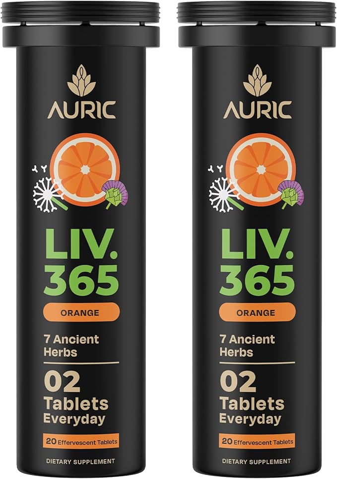 Auric Herbal Liver Support Supplement | Milk Thistle (Silymarin), Turmeric, Garlic, Ginger for Liver Health | Advanced Detox & Cleansing Formula for active Liver | 40 Tablets | Plant Based Gluten-Free