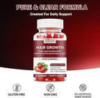 Hair Growth Gummies for Women & Men, Biotin & Silica Hair Vitamins, Daily Hair Nourishment Support for Thicker Looking Hair, Hair Skin and Nails Gummies, Non-GMO, Strawberry Flavor, 60 Gummies