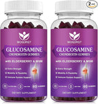 WOGORGT Glucosamine Chondroitin Gummies for Women & Men - 1500mg Glucosamine Chondroitin with MSM & Elderberry - Flexibility & Immune Support - 60 Gummies (2 Pack)