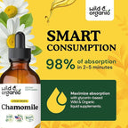 Wild & Organic Chamomile Flowers Drops - Add to Tea for Relaxation Support - 500 mg Chamomile Extract Liquid Drops - Calming Herbal Supplement - 56-Day Supply - Vegan, Sugar & Alcohol-Free - 4 fl oz