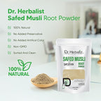 Dr. HERBALIST | 100% Natural Safed Musli Powder 200g (7.05 oz) | Premium Quality for Traditional Use, DIY, Herbal Blends & Wellness Rituals