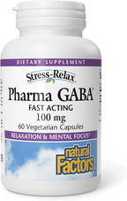 Natural Factors Pharma GABA - Dietary Supplement Supports Calm Sleep & Sleep Quality - Natural, Fast-Working Supplement Aids Focus & Brain Health - 60 Vegetarian Capsules (30 Servings)
