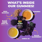 Sakoon nutrition Irish Sea Moss Gummies with Elderberry & Black Seed Oil - Overall Wellness Support | Rich in Vitamins, Raspberry Flavor | 60 Gummies