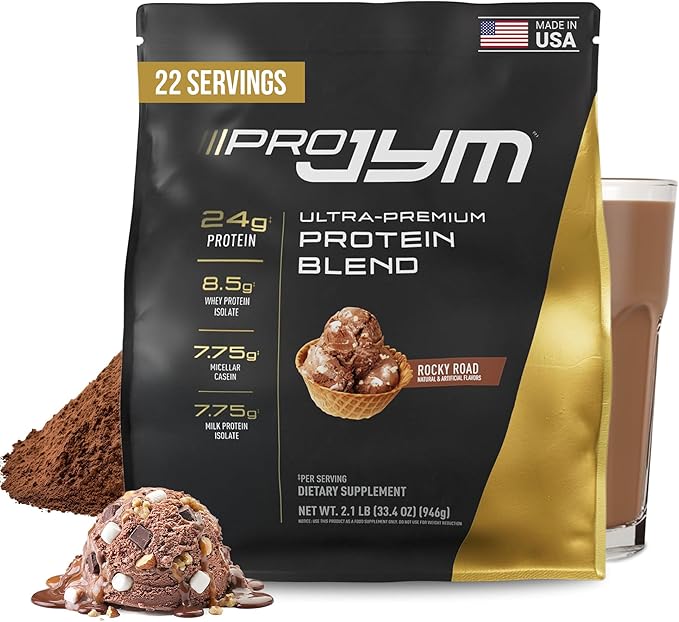 JYM Supplement Science Pro JYM Rocky Road Protein Powder - Whey Protein Isolates, Casein, & Milk Protein, Lean Muscle Building for Men & Women, 22 Servings