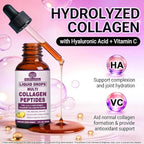 Multi Collagen Peptides Liquid Drops, 2oz – Types I, II, III, V, X, Hydrolyzed Collagen Complex for Hair, Skin, Nails, Bones & Joint Support | Collagen Supplement w. Hyaluronic Acid, Biotin, Vitamin C