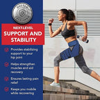 Dr. Arthritis Stabilizing Hip Brace for Men & Women, Thigh Compression Sleeve & Hip Support for Muscle Recovery, Hamstring Brace with Handbook, Sciatica Pain Relief Devices - Left Leg (S/M, Navy)