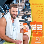 300 Pcs 60 Pack Body Wipes for Adults Bathing No Rinse Individually Wrapped Shower Wipes Washcloth with Aloe Cleansing Body Wash Cloths Disposable Bulk Deodorant Homeless(Orange Background)