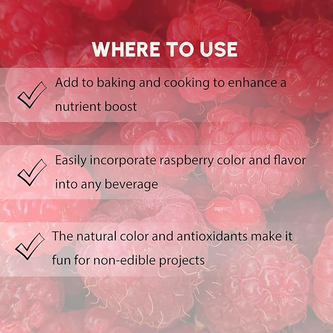 Raspberry Powder 8 oz, Pure Powder Used in Cooking and Beverages, Natural Food Coloring