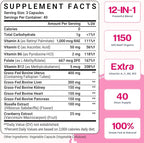 12-In-1 Beef Organ Supplement for Women - Beef Liver, Uterus, Kidney, Heart, Pancreas, 5 Vitamins & 2 Herbs, Hormone Balance, Menstruation, Energy, Immune - 100% Grass Fed, Pasture Raise - 120 Caps