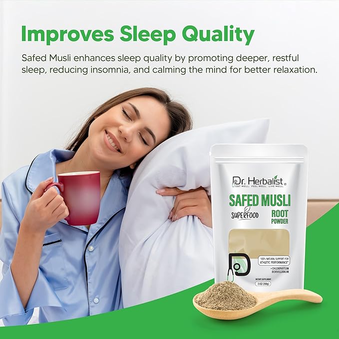 Dr. HERBALIST | 100% Natural Safed Musli Powder 200g (7.05 oz) | Premium Quality for Traditional Use, DIY, Herbal Blends & Wellness Rituals