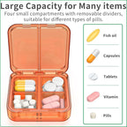 Small Pill Box,4 Compartments Travel Pill Case, Portable Pill Organizer,Mini Pill Container for Pocket,Daily Compact Travel Medicine Holder for Vitamins Fish Oil and Supplement Storage(Orange+Yellow)