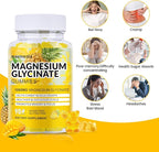 Magnesium Glycinate Gummies 1000mg, Sugar Free Magnesium Potassium Supplements Chewable for Adults with L-Threonate for Sleep, Body Support and Relaxation,90 Mango Pineapple Gummies