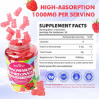 1000mg Magnesium L-Threonate Gummies for Kids & Adults - Muscle & Nervous System Support, Vegan, Sugar-Free Raspberry Flavor, 60 Gummies
