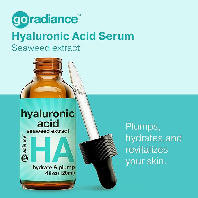 Double Size (4oz) Hyaluronic Acid Serum for Face 3.5%, Hyaluronic Acid Moisturizer, Hydrating Serum, Moisturizing Hyaluronic Acid Serum, Seaweed, Chamomile, Glow Face Serum for Women