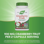 Nature's Way Cranberry Fruit, Cranberry Supplements, Supports Urinary Tract Health*, 930 mg per 2-Capsule Serving, 100 Capsules (Packaging May Vary)