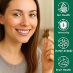Greens Gummies, Daily Greens Gummies with Organic Chlorella and Spirulina, Digestive & Gut Health, Low Sugar, Formulated with 60+ Ingredients, Individual Packets,160 Gummy Bear