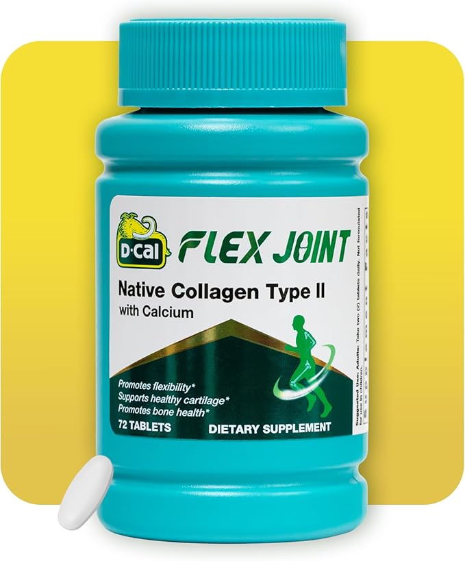 D-Cal Flex Joint | Joint Support Supplement for Women | Native Collagen Type II, Calcium & BioPerine® | Rebuild Cartilage, Improve Flexibility & Strengthen Bones | 72 Tablets, Made in USA