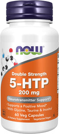 NOW Foods Supplements, 5-HTP (5-hydroxytryptophan) 200 mg, Double Strength, Neurotransmitter Support*, 60 Veg Capsules