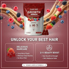 Growth Gummies for Black Women, 60 Vegan Gummies, Daily Hair Nourishment with Biotin, Collagen & Botanical Extracts, Supports Healthy Hair Growth & Strength