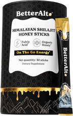 Better Alt Pure Himalayan Shilajit Sticks with Organic Honey, Saffron | Easy to Consume Shilajit| 30 Sticks for Energy Boost & Immune Support, 85+ Trace Minerals, 75%+ Fulvic Acid