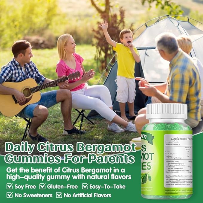 Citrus Bergamot 1500mg, Citrus Bergamot Gummies for Healthy Cholesterol, Bergamot Supplements 25:1 Extract from Italy Bergamot, Resveratrol & Niacin - Gluten Free, 120 Count