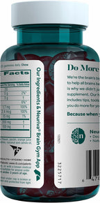 NEURIVA Plus Decaffeinated Nootropic Brain Supplement for Memory, Focus & Concentration & Cognitive Function, Clinically Tested NeuroFactor, Phosphatidylserine, Vitamins B6 B12,50ct Strawberry Gummies