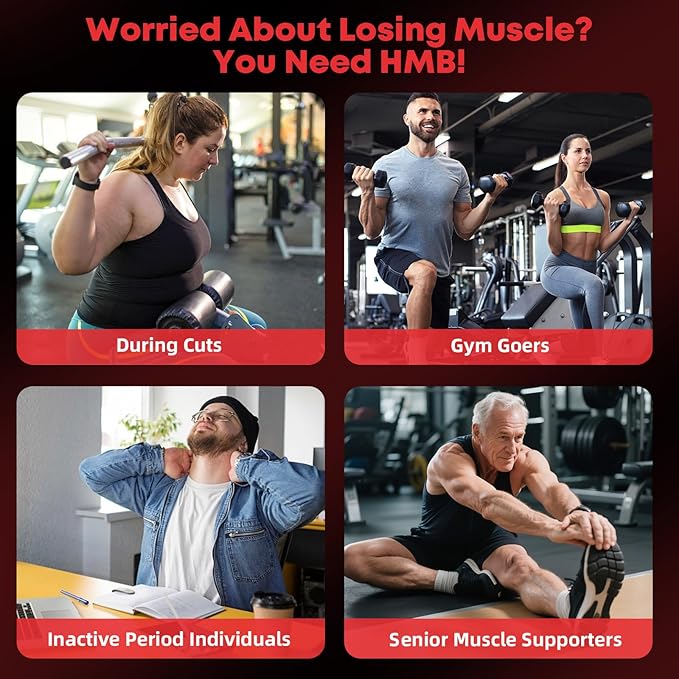 HMB and Leucine Amino Acid Gummies: HMB Supplements for Men Women with L-Glutamine for Muscle Growth Fast Workout Recovery, Sugar Free Vegan Non-GMO Strawberry Flavored 30 Day Supply