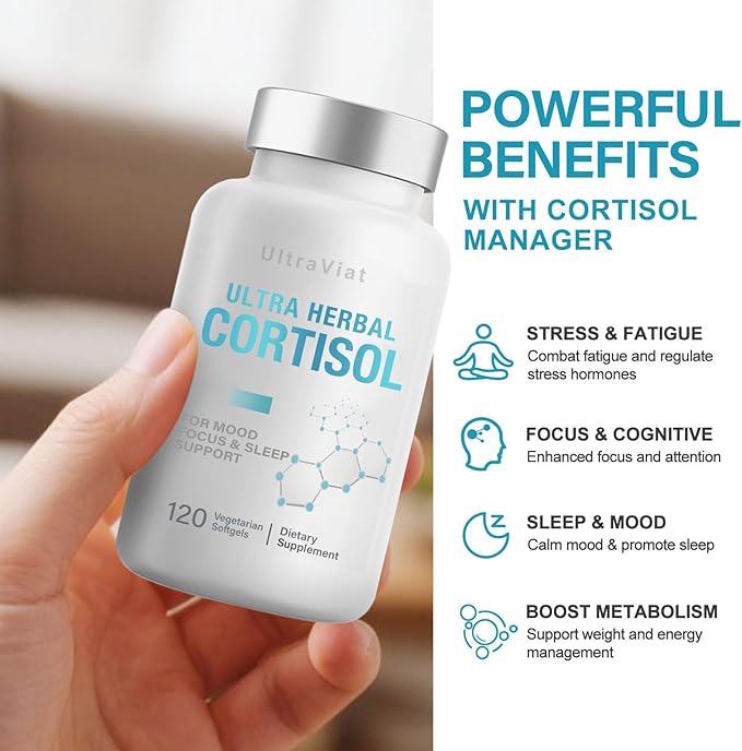 Cortisol Supplements for Women and Men, 60 Count Cortisol Reducer with Ashwagandha, Support Hormone Balance, Stress & Sleep