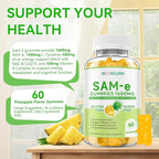 SAM-e L-Tyrosine Gummies with NAC, CoQ10 & Vitamin B Complex, 1600mg SAM-e, 1500mg L-Tyrosine Supplement for Energy, Cellular Antioxidant Support, Emotional Well-Being Support, 60 Count