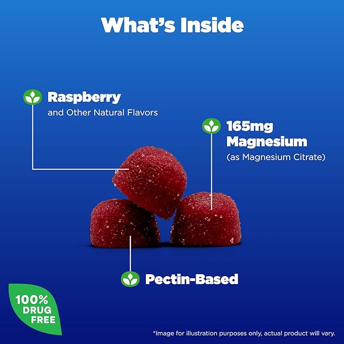 Natrol Magnesium Citrate, High Absorption Magnesium Supplement for Mood and Stress, Helps Calm The Mind and Relax The Body, 60 Raspberry-Flavored Gummies, Up to a 30 Day Supply