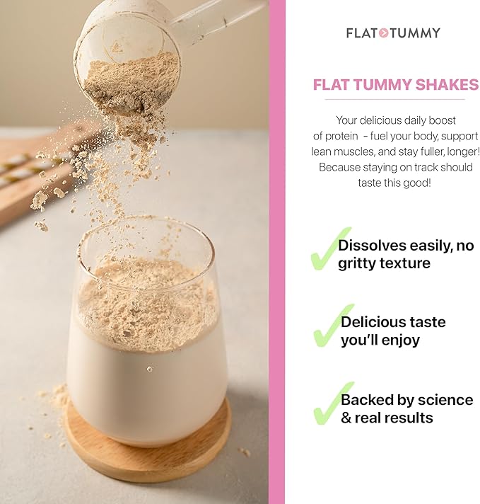 Flat Tummy Shakes - Vanilla, 20 Servings – Post GLP-1 Protein Supplement, High Protein, Zero Sugar, Keto-Friendly Meal Replacement with Clinically Studied Morosil®