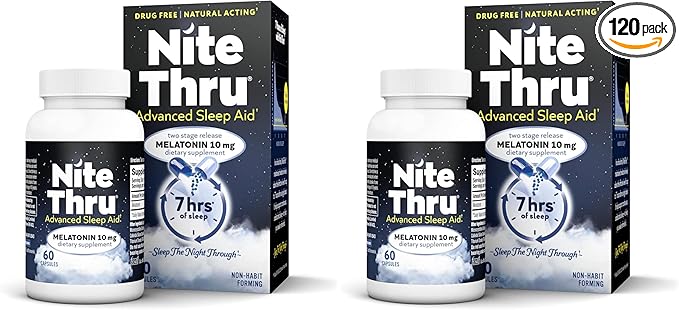 Advanced Sleep Aid Melatonin Dietary Supplement,10mg Capsules,(Pack of 120)