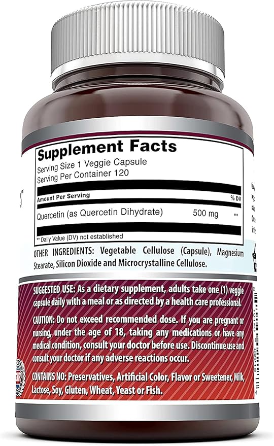 Amazing Formulas Quercetin 500mg Veggie Capsules Supplement | Non-GMO | Gluten Free | Supports Overall Health & Well Being (120 Count | 3 Pack)