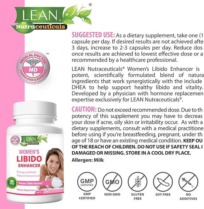 Libido Booster for Women, Maca Root Fenugreek Seed Horny Goat Weed Tongkat Ali Female Energy Enhancer, Hormone Harmony Balance Mood Support Menopause Panax Ginseng DHEA Supplement Pills, 30 Capsules
