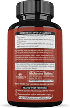 Wholesome Wellness Super-Absorb Multi Collagen Pills (Type I II III V X) Organic Herbs & Bioperine - Hair, Skin, Nails - Hydrolyzed Peptides Protein Supplement for Women & Men (90 Capsules)