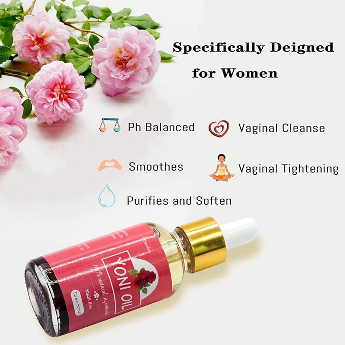 2 Packs Yoni Oil for Women, All Natural Feminine Oil Intimate Deodorant for Women, Ph Balanced and Eliminates Odor, 100% Natural Feminine Serum Made with Rose Essential Oils (1 fl oz/30 ml)