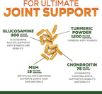 Turmeric Curcumin Supplement - 95% Curcuminoids with Glucosamine, Ginger & MSM, BioPerine Black Pepper Extract for Best Absorption, Natural Vegan Joint Support, Non-GMO, Bottled in USA - 180 Capsules