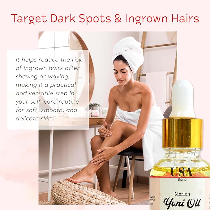 MERICH Natural Yoni Oil for Women | pH Balancing Vaginal Detox Oil, Rose | Rejuvenating Formula for Dark Spots & Ingrown Hair | Odor Eliminator & Gentle Cleansing Feminine Care | 1 oz