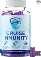 Immune Support Gummies for Cruisers with Vitamin C, B12, Zinc, Elderberry Extract, 60 Gummies, 30 Servings, Cruise and Travel Specific Wellness Supplement
