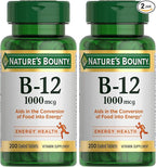 Nature's Bounty Vitamin B12 1000 mcg Supplements,Supports Energy Metabolism,200 Ct,(Pack of 2)