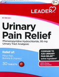 LEADER Urinary Pain Relief Maximum Strength, Fast Relief of UTI Pain, Burning & Urgency, Urinary Tract, Phenazopyridine Hydrochloride 95 mg, 30 Tablets, 2-Pack