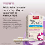 Jarrow Formulas Fem-Dophilus Vaginal Probiotics 1 Billion CFU with 2 Science-Backed Strains, Dietary Supplement for Vaginal & Urinary Tract Support, 30 Capsules, Up to a 30 Day Supply, Shelf-Stable