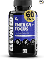 Gains in Bulk Elevated Nootropic Herbal Energy Supplements with Ginkgo Biloba, B Vitamins, DMAE, Clean Energy & Focus Supplement, Supports Digestive Health, Cognitive Brain Health, Vegan, 60 Capsules
