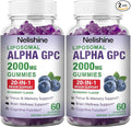 2 Pack Liposomal Alpha GPC 2000mg & Citicoline Gummies Complex Phosphatidylserine,Ginkgo Biloba,L-Tyrosine,Huperzine A & B Vitamins,20-in-1 Blend for Focus, Memory & Cognitive Support