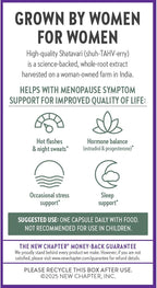 New Chapter Shatavari Supplement for Peri-Menopause & Post-Menopause Support – 4X Concentrated Herb Shatavari Relieves Hot Flashes & Night Sweats, Balances Women’s Hormones - Herbal Sleep Aid*, 30 ct