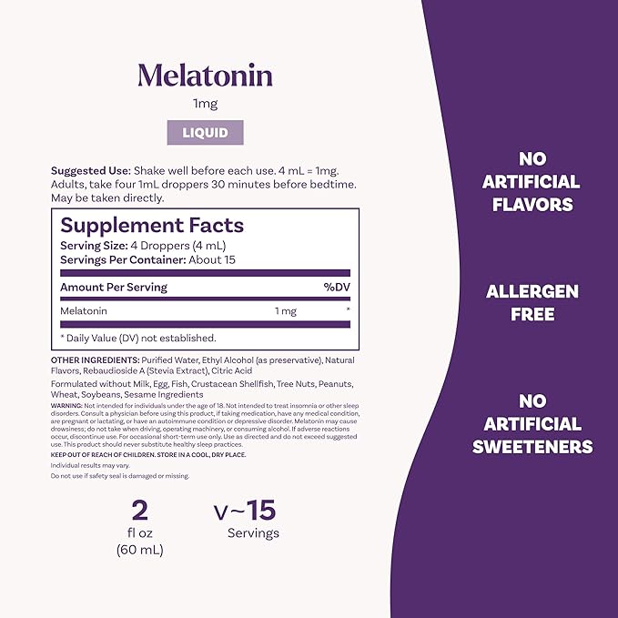 Natrol Liquid Melatonin 1 mg, Adult Melatonin Supplement to Fall Asleep Faster and Stay Asleep Longer, Wake Up Refreshed, 2 FL OZ Berry-Flavored Liquid, 15 Servings