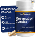 Resveratrol Complex 520mg - 60 Day Supply - NMN Supplement Alternative with Grapeseed Extract & Red Wine - Natural Stamina & Antioxidant Support - 120 Caps