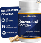 Resveratrol Complex 520mg - 60 Day Supply - NMN Supplement Alternative with Grapeseed Extract & Red Wine - Natural Stamina & Antioxidant Support - 120 Caps