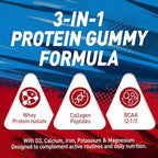 Whey Protein Gummies for Women Men, 12g High Protein Supplements with Collagen & BCAA for Muscle & Energy Recovery, Sugar-Free & Low Calorie Snacks, Orange, 120 Chews