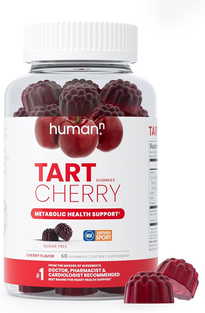 Humann Tart Cherry Gummies - Uric Acid, Immunity, Inflammation & Metabolic Health Support – NSF Certified Sport, Powerful Antioxidant & Non-GMO - from Maker of SuperBeets - 60 Sugar-Free Vegan Gummy